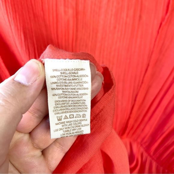 Free People Toosaloosa Slub Meadows Midi Coral Orange Dress Size Medium - Picture 9 of 11